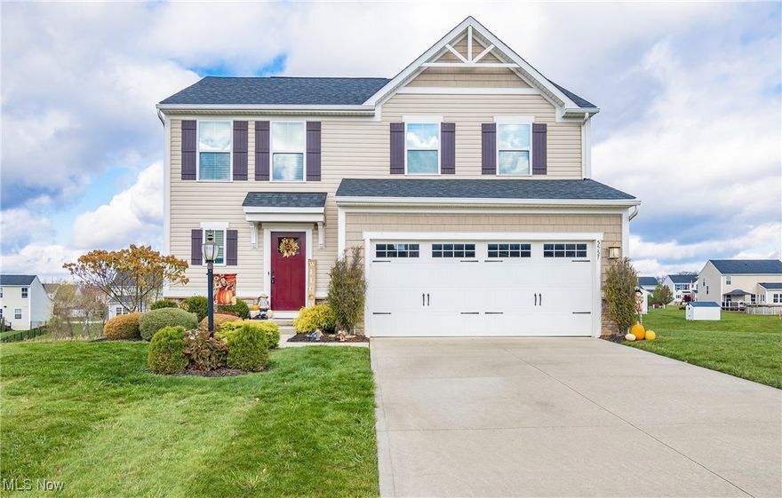 Welcome home to 5557 Coverdale Way! This stunning 3-bedroom, 3.5-bathroom colonial is situated in the desirable Dover Highlands neighborhood of Medina and offers a perfect blend of comfort and elegance. Step into an inviting main level boasting an open floor plan, creating a seamless flow between rooms. The spacious living room, highlighted by a cozy fireplace, opens up to a large kitchen featuring stainless steel appliances-ideal for both daily living and entertaining. A formal dining room just off the kitchen provides access to the back deck, where you can enjoy views of the expansive backyard and tranquil pond, stocked for fishing and maintained by the HOA. The lower patio offers additional outdoor living space, perfect for relaxing or hosting gatherings. Upstairs, the owner's suite is a true retreat, complete with a luxurious en-suite bathroom and a generous walk-in closet. Two additional great-sized bedrooms are located just down the hall, along with a second full bathroom. A convenient second-floor laundry room adds to the home's thoughtful design. The finished basement, completed in 2021, is a fantastic bonus, featuring a large rec room, full bathroom, and ample storage space for all your needs. This home also includes a brand-new dishwasher (2024), with all other major appliances new in 2017. A beautiful, well-maintained property less than 3 miles from Medina Square - this home is the perfect place to relax, entertain, and create lasting memories. Don't miss your chance to make it yours!