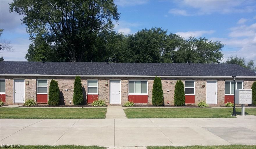 Welcome home to this ranch style end unit for rent in Wadsworth!  Sunny living room opens to the eat in kitchen.  In suite stack washer and dryer included! Newer flooring and paint throughout!  Large bedrooms with great closet space.   Private concrete back patio! 2 assigned parking spaces and an extra exterior storage locker!  Come and enjoy easy one floor living with the convenience of shopping, dining and entertainment nearby!  No smoking, No Section 8.  Small pets may be considered for well qualified applicants with a non refundable pet fee and an additional $20 in pet rent. All adult occupants must apply online.  $35 app fee.  We run credit, criminal and eviction history and verify income.