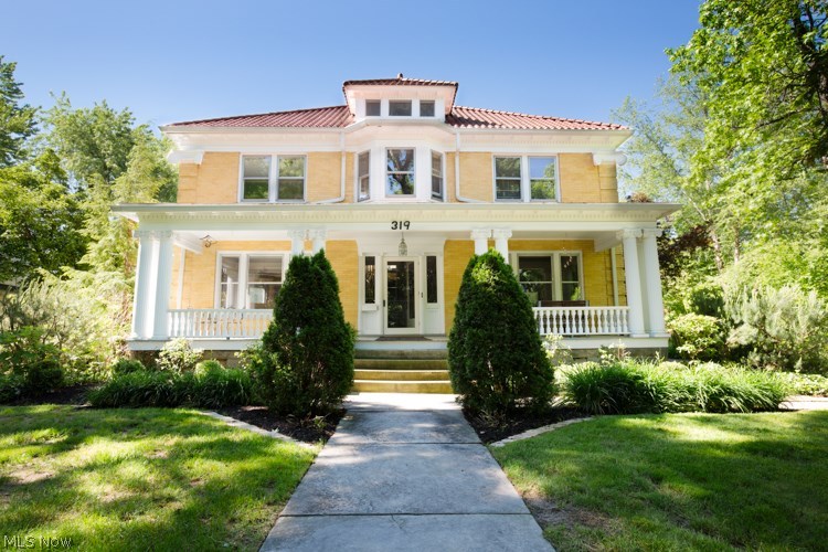 Here’s your chance to own a grand home on one of Oberlin’s favorite cul-de-sacs. This elegant brick home combines neoclassical details with modern comfort. The impressive features start with the breezy front porch that’s big enough for an outdoor table and furniture. Inside, the foyer and den are surrounded by leaded-glass and there’s an extra-large living room, perfect for entertaining. The family room is next door to the kitchen, which has an open design and plenty of counter and cabinet space. The bonus room was recently converted from a three-season porch to a finished space with radiant floor heating. Upstairs are 4 large bedrooms and 2 full baths, one of which was recently remodeled and has radiant floor heating. The entire third floor is finished loft space. Some of the other features of this home include a private fenced yard with a brick patio, original wood flooring, central air, and a wine cellar in the basement. Start creating memories of your own in this historic home.