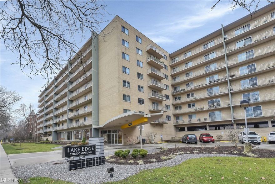 Prepare to be Moved! Welcome to your new home in the Lake Edge Condo Community. This spacious condo offers a unique blend of comfort, convenience, and community. As you step inside, you'll immediately notice the laminate floors that flow throughout the main floor and the bright and airy feel from the natural light. The open layout is perfect for entertaining with a separate dining area and a kitchen that boasts plenty of counter and cabinet space, along with room for a cafe table. The primary bedroom is a peaceful oasis with easy access to the primary half bathroom. The other bedroom offers ample space for a home office, guest room, or hobby room. With 1.5 bathrooms, you'll never have to go far to freshen up. But the amenities don't stop there. Step out onto your private balcony and take in the fresh air and beautiful views. Want to take a dip? The building offers an indoor pool and hot tub, perfect for relaxing after a long day. Need to stay active? The community also features a game room, exercise and weight room. And with 2 laundry rooms per floor, you'll never have to wait for a machine. Your new home also comes with a storage locker, on-site management, and an updated lobby for added convenience. The secure building provides peace of mind. Located in the desirable Edgewater neighborhood, you'll be in close proximity to Edgewater Park and Lake Erie. Spend your weekends exploring the park, relaxing by the lake, or enjoying the numerous nearby shops and restaurants. Major highways are also easily accessible, making your commute a breeze. Don't miss out on the opportunity to make this condo your new home. Schedule a tour today and start envisioning yourself in this amazing space. But hurry, this one won't last long!