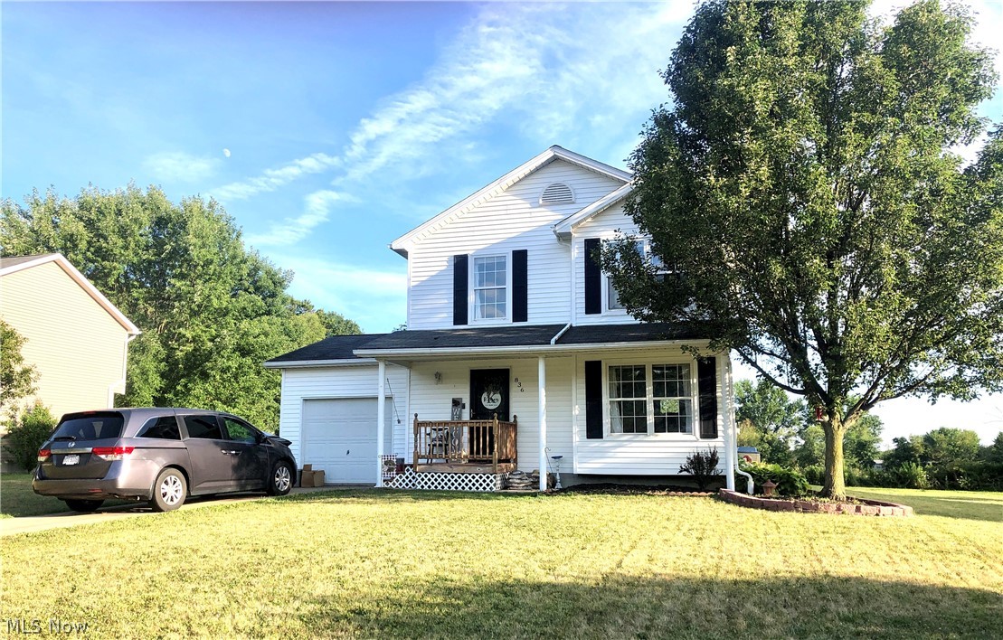 Move in ready home on cul-de-sac with numerous updates including: vinyl composite front porch, new front storm door, shutters, paint, lighting, appliances, landscape pavers and stone seating/play area in back yard. You'll love the spacious back yard area with view of a farm field on the outskirts of Orrville. The main level consists of living room, eat-in kitchen with patio slider to the back yard and a half bath. Upstairs are 3 nice sized bedrooms and a full bath. The lower level contains the laundry area and is plumbed for another full bath, has added storage shelving and is ready for finishing. Radon mitigation system installed 2014.
