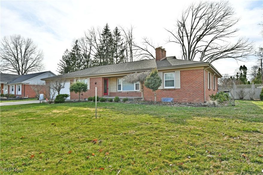 Kick off your next adventure on the right foot with this must-see Warren ranch, offering an all-brick construction and a desirable three-bedroom layout. Nestled within a vaunted community set just seconds from the Trumbull Country Club golf course, this exciting estate quickly catches your eye with its flowering landscaping and a covered front patio space where you can soak up the views with the midday sun. Through the decorative front door, an expansive living room outstretches as it showcases its oversized picture window and elegant fireplace at the far wall. Hardwood flooring spills underfoot, continuing into the nearby formal dining room.  Don’t miss the extravagant kitchen boasting impressive countertop space to include bar top seating. Tiled flooring gives way to additional hardwoods as the illustrious eat-in dining room transitions into a cozy family room. Down the main hall, a colorfully painted full bath enjoys neat tilework, the trio of bedrooms branch away with their bright and endearing surroundings. The larger master suite includes additional closet space and its own full private bath. Down below, a partially finished basement offers easy rec and storage solutions. Laundry is also found nearby.