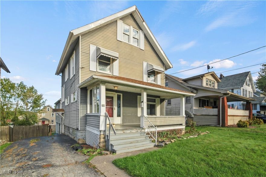 Spacious 6 bedroom home in Struthers! Perfect for a large or growing family. Vinyl sided with full front porch.  Updated kitchen opens into the dining area. New flooring throughout.  3 full baths.  Attached garage, full basement and central air.  Nice sized fenced in back yard with a cement pad.  Perfect for get togethers and a play area for kids and pets.