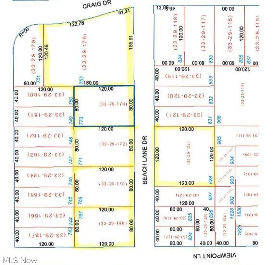 Residential lots on Beech & Craig Dr. There are 5 lots on Beech Lane and 1 on Craig Dr. All utilities available. There is also a lot on the corner on Beech and Craig dr Lot # 752 Parcel # 330290178000  Lot size is 184x155