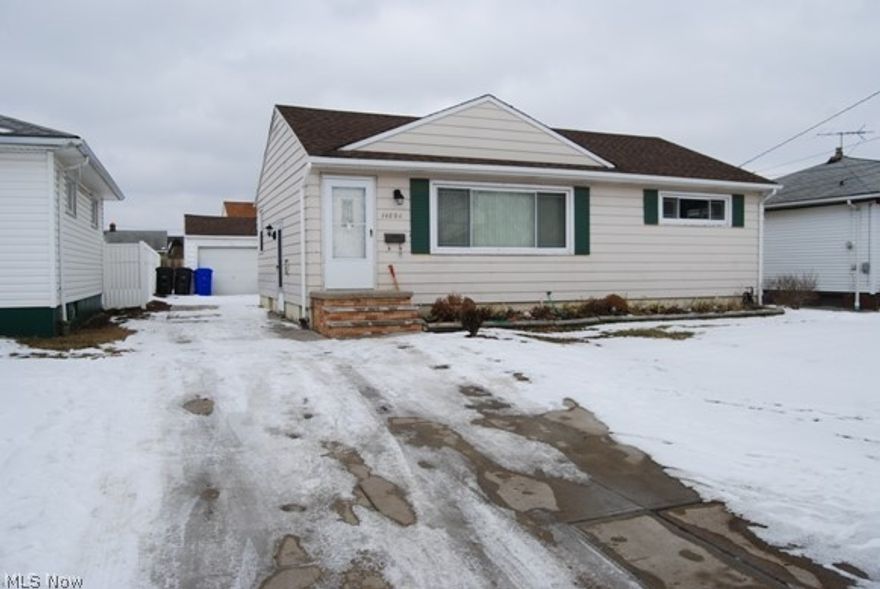 Put a little TCL into this immediate possession 3 bed room, 2 full bath ranch in a nice area of Brook Park. Home has an eat in kitchen with portable island with  newer: extra wide driveway, front and side screen doors, H20 tank, washer /dryer and showers in both bath rooms. Basement is finished for entertainment with poured concrete walls, full bath room and glass block windows throughout. Updates approximately 2002 include: electrical panel, vinyl replacement windows and roof. Enjoy your over sized 2 car garage with attached covered large patio. House also comes with a 1 Year Home Warranty to cover all appliances that stay. Sellers is open to offers.