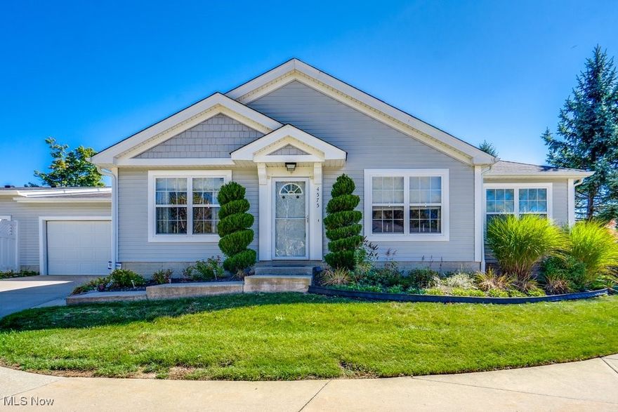 First floor and maintenance free living at it's best is here for you.  Don't miss this beautiful  ranch style home nesteled on a cozy culdesac in the desireable Park Ridge Villas in Medina.  This completely and thoughtfully updated home is ready to go.  It boasts granite counter tops in the kitchen and bathrooms, luxury vinyl flooring everywhere but the bedrooms, additional cabinet and counter  space in the kitchen, a beautiful slider that opens out to a private courtyard, an attached two car garage and  pull outs in all the kitchen cabinets.  There is so much more as well.  The master has a beautiful ensuite bathroom, complete with dual vanities, a soaker tub and a walk in shower.  The spacious and oversized attached 2 car garage makes getting in and out of the house a cinch.  The quiet back patio, the slight elevation that is host to the front door, the inground heated salt water pool, community room and library are some of the additional perks you get when this is your home. The bright light that floods the inside of this home makes you feel better, just walking in the front door.  Don't miss out.....this is a really great unit in a very hard to find location.  UPDATES:  Refrigerator, Range, Microwave (all Samsung) and replaced in 2-18.  The dishwasher and garbage disposal were replaced in 2024.  The HVAC System was replaced in 2019 and the HWT in 2019.