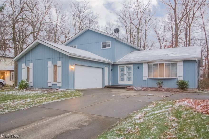 Welcome home to this 4 bedroom split-level situated on a nice lot w/fenced in yard that backs up to a park in a great neighborhood. Large formal dining and living room. The eat-in kitchen flows into the family room with a brick fireplace with wood mantle and sliding doors leading to private backyard! Next to the 1st floor bedroom is a full bath & 1st floor laundry room. Large basement is unfinished and clean it has been waterproofed with a transferable warranty the upper level includes 2nd full bath that opens to the hall and owner’s suite. the additional 3 bedrooms are all generously sized 1-year home warranty included for buyer! Call today for your private showing. Easy to show!