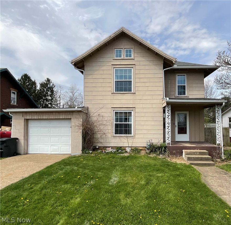 Beautiful original woodwork and pocket doors await you in this Century home.  Many updates throughout are already complete for you such as the windows, 200 Amp box, roof, Shaw vinyl flooring, kitchen and bathroom .  With 3 bedrooms and 1 large bath this home is ready for your personalization, just needing some cosmetic details. A large fenced in backyard includes a storage shed.  The garage is a 2 car depth space which allows for a work area including cabinetry. Location is minutes from SR 36 and 77, yet nestled into the Village of Newcomerstown.