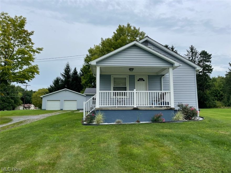Almost 1 acre in heart of Poland Township is this vinyl sided bungalow. Features living room, formal dining room, kitchen, and family room with gas fireplace. 2 bedrooms with partially finished second floor which can be finished. Siding, shingles, gutters, and furnace all updated in 2013. Glass block windows in basement. Nice 2 1/2 garage with openers. 15x8 front porch. Has city utilities but well on property.