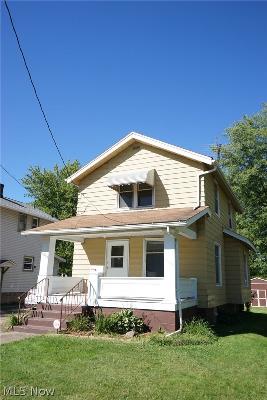 Great starter or investment property! All nice size rooms.  Decent  cabinets and counter space in kitchen with 2 refrigerators and a stove. First floor has 1/2 bath. Upstairs has 2 bedrooms and full bath with shower. HWT 2016, updated breaker box, glass block windows.