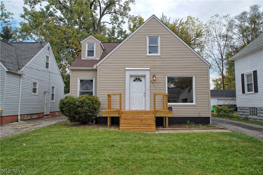 Welcome to this recently renovated 3 bedroom, 1 bath cape cod conveniently located in Warrensville Hts.  Home has a new HVAC system, newer roof, garage, front porch, and windows. The kitchen was recently renovated along with the bathroom. Entire home has been painted. Electrical box has been switched from fuses to breakers. Half of the basement has been finished to allow for extra living space.  Main sewer line was been replaced and the basement waterproofed. I dare you to find another home in the area for this price with these updates. 1 year home warranty offered through America's Preferred Home Warranty for your convenience.