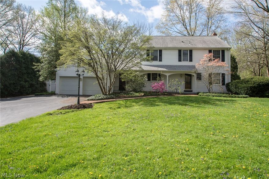 So much to offer both inside and out!  This 4 bedroom/3 bathroom home located in Liberty Twp. offers over 2600 square feet of living space and is located on 2 acres.   The eat-in kitchen has vaulted ceiling with skylight, cherry cabinets, Corian countertops, ceramic tile flooring plus a gas fireplace.    Built in cherry cabinets in the dining room are accented with stain glass.  Beautiful hardwood floors throughout the dining room, living room (with gas fireplace) and family room (overlooking beautiful back yard).  Multi-level patio can be accessed from both kitchen and family room. The first floor also has an office/den and ½ bath.  Upstairs you will find 4 nice sized bedrooms and 2 full bathrooms.  The master bedroom has its own master bath with walk-in shower.  There is easy access to attic space for additional storage.   The 2 car attached garage allows access to both the first floor of the home and the basement.  A portion of the yard is fenced which is great for children and pets