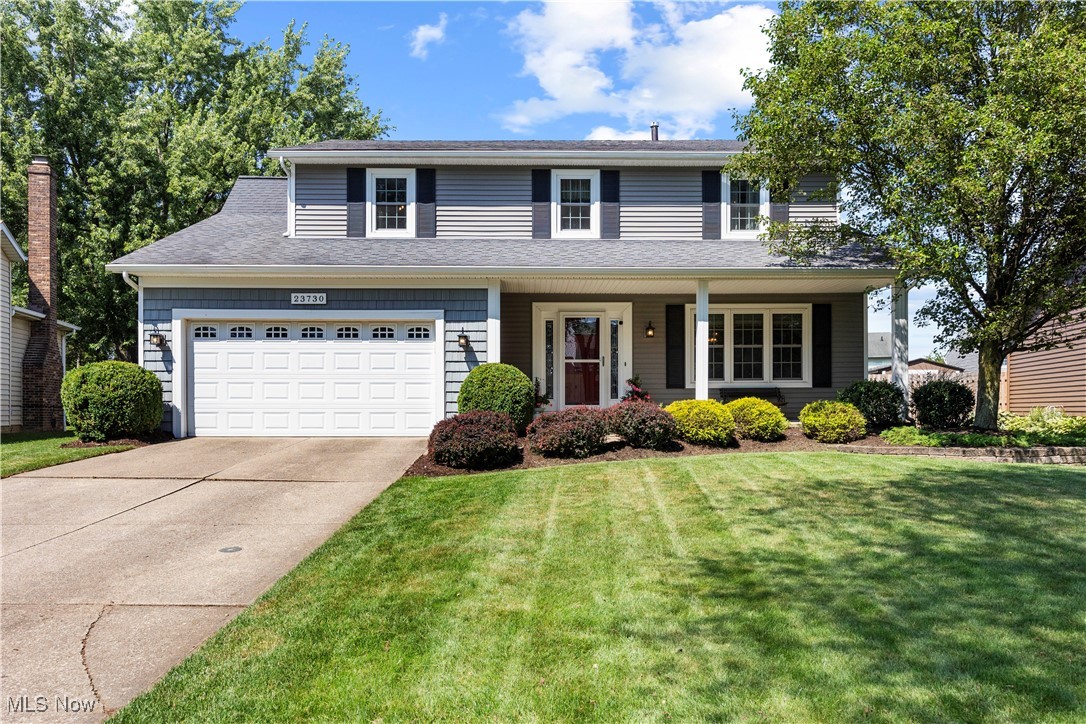 Welcome Home to this well cared for Olmsted Falls 4 bedroom Colonial! When you walk up you’ll immediately notice that this home has been updated perfectly! And, the covered front porch welcomes you right in! It's a great place to simple enjoy the outdoors anytime! Inside, you'll find gorgeous laminate wood flooring throughout the first floor! Off of the foyer, you'll find the formal living room that leads into the dining room which is currently being used at as an office. The kitchen is stunning! It's been updated with beautiful wood cabinetry, granite countertops, stainless steel undermount sink, brushed nickel faucet with sprayer and dispenser and even has stainless steel appliances! The spacious family room is open to the kitchen and perfect for daily living and entertaining! There’s a half bath tucked away on the first floor for guests also. Upstairs you'll find 4 nice sized bedrooms all with ample closet space including the master suite! It offers everything you need and have always wanted with a walk in closet and renovated en suite bathroom. With granite countertops, modern sink and tiled shower you'll love it! The lower level has a nice finished space perfect for another hang out, storage room and finished laundry room with plenty of storage! Updates in this home include kitchen, baths, vinyl siding, roof, windows and so much more! The outdoor living is a showstopper! You have probably dreamed of having your very own backyard oasis and here it is! It is complete with a Trex composite deck, inground pool and more! There is truly nothing left to do except pack up and move right in!