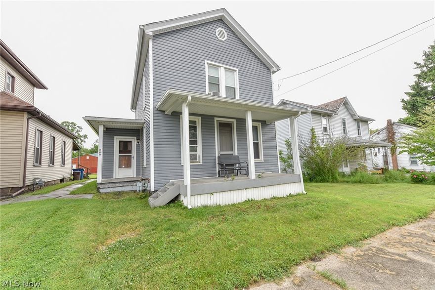 This home has tons of potential! Newer vinyl siding, newer windows throughout. Entering from the back covered porch you will find a large eat in kitchen. Newer cabinets offering plenty of storge space. Bathroom with walk in shower. There are 2 rooms which are being used as bedrooms, however the front bedroom could be converted back into a family/ living room. Upstairs offers 2 large bedrooms. Newer carpet in hallway. Full basement with newer windows. Home needs TLC  would make a good starter home or investment property. Windows, siding and downstairs carpet 8yrs old. Furnace(2006) gutters(2021) updated electric panel. Selling "as is", owner will not make any repairs.

Extra parcel included in sale