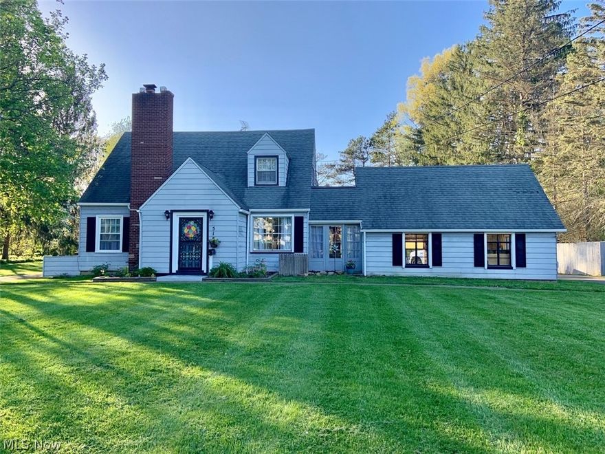 Beautiful River Front Cape Cod situated on 2.72 acres. Country charm with city amenities!  24 X 36 Pavilion with brick floor perfect for outdoor entertaining! First Floor Bedroom and Half Bath. 2019 updates: Vinyl Windows, Gutters, Gas Range, Patio Pavers and Steel Backdoor. Newer Furnace, A/C, HWT, Electric Panel, Plumbing, and Sump Pump. Paved Horseshoe Driveway. Ample storage space throughout the home. Spacious Living Room with Gas Fireplace. Airy Enclosed Porch. Partially finished Basement with bar.