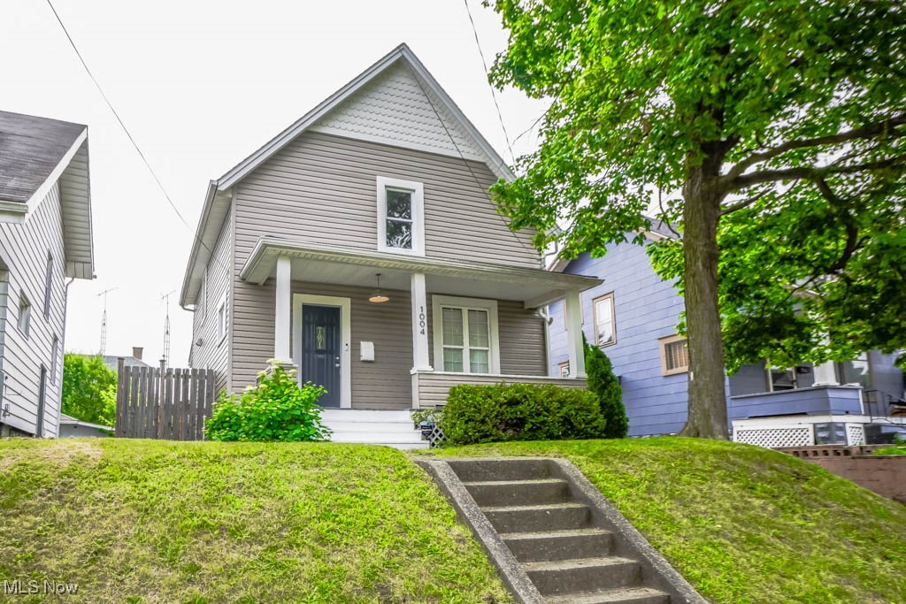 You’ll fall in love with this beautifully updated century home right in the heart of Canton. It blends modern farmhouse style with classic charm, starting in the living room with wide plank hardwood flooring. The eat-in kitchen is a showstopper with its herringbone hardwood floors, sleek black cabinetry, open shelving, stainless steel appliances, and a center island with a butcher block top and apron front sink. A nearby guest bath also serves as a convenient first floor laundry.
Upstairs offers two comfortable bedrooms with hardwood floors, a full bath with a tub and shower, plus linen storage in the hall. Outside, the fully fenced backyard is ready for everyday fun and entertaining with a deck, playset, covered barbecue area, and gated entry from the driveway.
Recent updates include newer plumbing, ductwork, A/C, hot water tank, and the added convenience of the first floor laundry and half bath.
Don’t miss your chance, schedule your showing today!