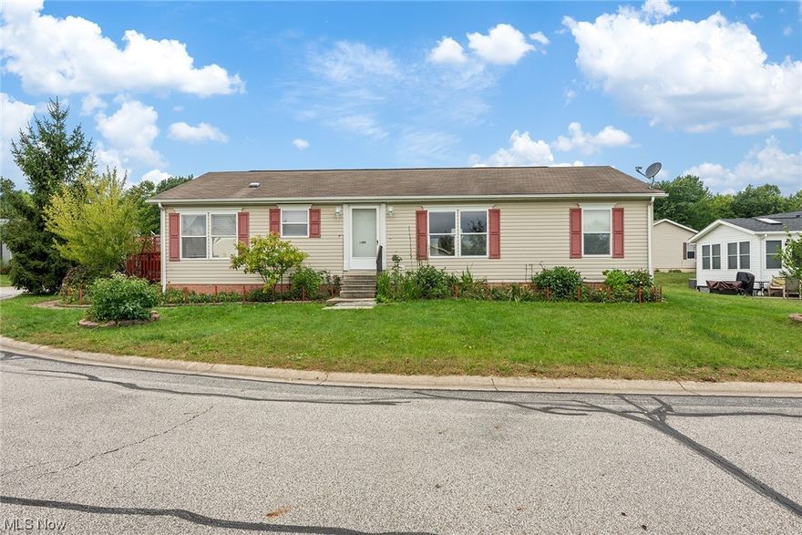 Enjoy easy one floor living in this spacious updated ranch home! The front door opens to a bright and sunny great room with vaulted ceilings.  The great room is flanked by a sprawling eat in kitchen with an abundance of cabinets plus an island, newer appliances and solid surface counters! Nice sized pantry offering great additional storage. Down the hall are the 3 spacious bedrooms all with very good closet space plus an updated hall bath.  The very roomy primary suite boasts vaulted ceilings,  a walk in closet and an en suite bath with a garden tub, double vanities, a stand alone shower and newer toilet. Conveniently located off the kitchen is the laundry/mudroom that leads outside to a charming private deck with newer built accessibility ramp out to the 2 car driveway.  Very spacious yard where you can enjoy your nice sized patio and raised garden beds in addition to established perennials and fruit trees! Plus theres a large shed for any additional storage needs!  Wonderful private community offers access to a beautiful stocked lake, club house and a swimming pool!  So many updates including new furnace and AC in 2018, appliances in 2018, updated plumbing shutoffs both in and out, and replaced skylights to name a few! This home really has it all! Lot rent includes taxes.