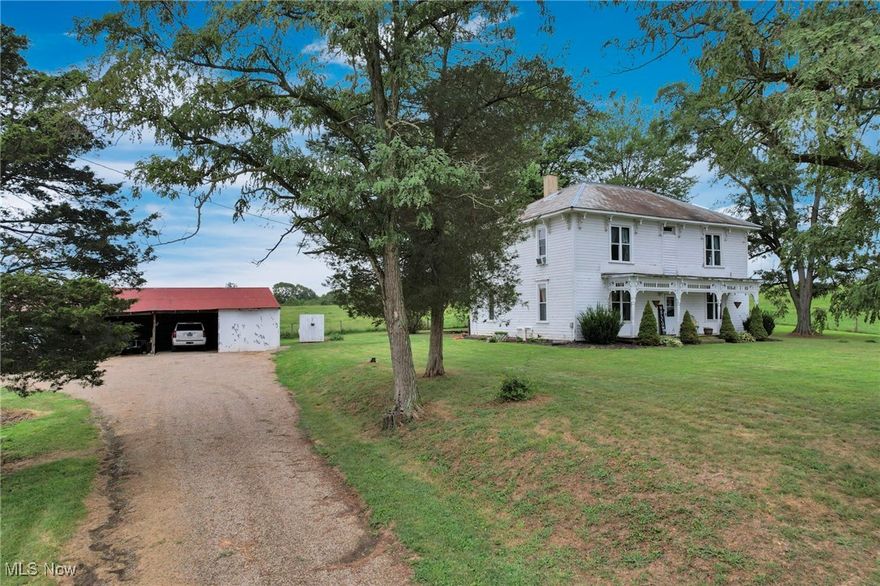 Welcome to this spacious farmhouse situated on nearly an acre in Tri-Valley schools. Beautiful updates throughout with original
woodwork & restored hardwood floors highlighting the home's history, the perfect blend of timeless character & modern updates.
Spacious kitchen with large island, new countertops, cabinets backsplash & flooring with a spacious pantry, make this the heart of the home & ideal for gatherings. The floorplan offers main floor office, fully renovated bath, bedroom & laundry giving flexibility for everyday living. Upstairs, the additional bedrooms are all spacious & offer walk-in closets with ample storage & new carpet. Leaving the home you'll find an enclosed rear porch, fence-in garden space & 24x40 outbuilding. Victorian era detail can be found on the exterior of the home as well just adding to the charm. Updates include windows, trim, plumbing, electric, hot water tank & well pump. With its country setting, modern updates & original character, this farmhouse is the perfect place to call home.