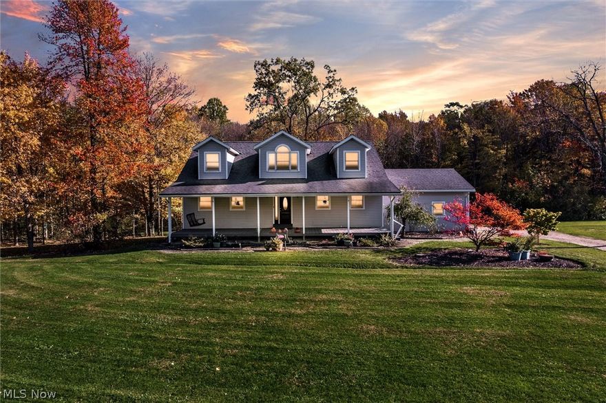 Your wonderful and spacious new home in the country awaits with unbelievable exterior views of the lush woods to the open front and side yards, your relaxation can start as you watch the day unfold from your full length front porch. Step inside and go back in time to a modern day farm house that's full of warmth and love! Notice the detailed hardwood floors and enjoy cooking and time spent in the country kitchen highlighted by craftmaid cabinetry, wonderful appliances, and center cooking island. On the main level you can enjoy having your fabulous master suite to retire to at the end of a long day, and enjoy convenience of first floor laundry. Upstairs we go to find a rustic stairway from yesteryear and a great loft area that provides a wonderful view of the living room and provides separation between the two bedrooms and centrally located full bath. The lower level basement is a wide open canvas to create your future finished theater room that provides a walk-out to the exterior. Much