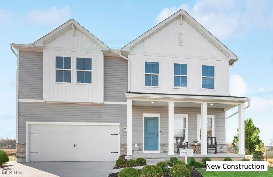 Welcome to the epitome of modern living in the serene Booth Farm community! Step into luxury with our exquisite Water Lily floor plan, designed with our chic loft look that exudes style and sophistication. This stunning home showcases a gourmet kitchen adorned with sleek quartz countertops, complemented by elegant 42” grey cabinets that provide ample storage space for all your culinary essentials. The oversized pantry ensures organization is effortless, catering to your every need. Unwind in the great room, creating a warm and inviting atmosphere perfect for relaxation and entertaining. The main floor features a private bedroom with adjacent full bath, offering convenience and flexibility for guests or multi-generational living. Venture upstairs to discover a captivating loft area, ideal for lounging or transforming into a versatile space that suits your lifestyle. Whether you seek a quiet retreat or a vibrant entertainment hub, this loft area offers endless possibilities. Don't miss the opportunity to make this exquisite Water Lily floor plan your own and experience a lifestyle of luxury and comfort in the heart of Booth Farm. Embrace a new chapter of elegant living – welcome home. Construction to be completed June 2025. Booth Farm's location is ideal - 5 minutes to Route 90, 15 minutes to Mentor's shopping and dining, and 30 minutes to Cleveland. Enjoy low taxes, included warranty, top schools, and great amenities. Contact us for info on incentives, low interest rates, financing options, and to schedule a tour.