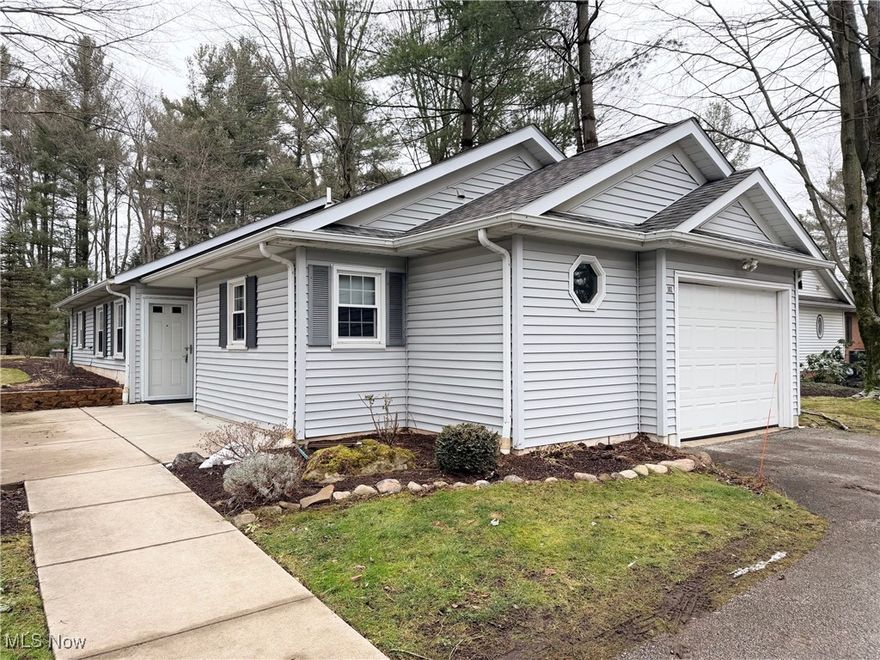 Beautifully Updated Free-Standing Ranch Condo in Burlington Oval Community! Enjoy one floor living in this 2 Bedroom & 1.5 Bath unit with freshly painted interior & new LVT flooring throughout. Bright & light Living Room/Dining combination with vaulted ceiling & skylights. Completely remodeled Kitchen with all new granite counters & cabinetry, fixtures, flooring and all appliances included. Sunroom could also be used as 3rd bedroom or Home Office. Master Bedroom includes large walk-in closet & Private Updated Full Bath. In unit laundry, washer & dryer stay. New HWT 2025. Newer concrete patio. 1-car attached garage w/opener. Community includes walking trails and close to shopping, dining, golfing, YMCA, Geauga Park District & Historic Chardon Square!