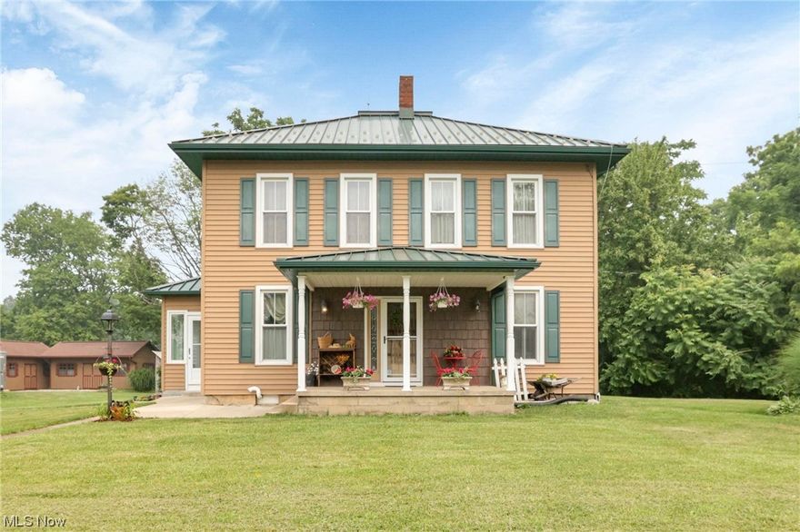 Don't miss this hunter's paradise with 3 parcels totaling 30+ acres! This beautiful, 2-story farmhouse, built in 1875, offers 2032 sf of finished space, plus a basement for additional storage (perfect for canned goods!) The main floor includes a spacious kitchen, dining room, living room, and family room – plus a convenient half bath! The second floor features a master bedroom with attached bath, two additional bedrooms, a loft, and a second full bath with a vintage tub! This property includes acres of dense woods with a small stream, plus a pasture area for gardening or livestock. Enjoy fruit from the small orchard w/ apple, pear, and peach trees and pick blackberries along the woods. The detached 2-car garage has been converted into a heated workshop. An additional 28’ x 40’ pole barn has concrete floors, two overhead doors, electricity, and water. There are two additional sheds (12x24, 12x20) for extra storage and a chicken coop for fresh eggs. This home has so many updates: new vin