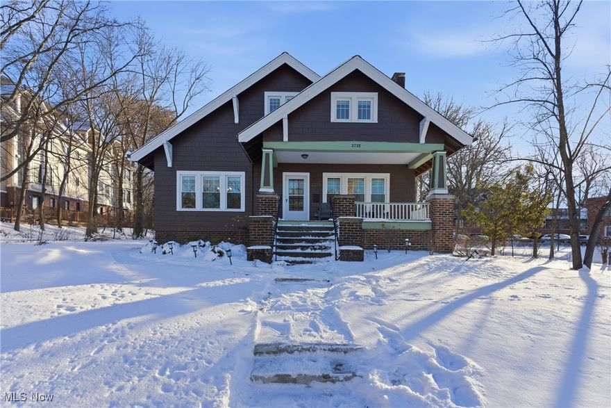 Welcome to 2728 Euclid Heights Blvd! This six-bedroom home is located on an oversized 0.52-acre lot, rarely seen in Cleveland Heights. The full home layout includes three bedrooms located on the first floor and three on the second floor, all with hardwood floors, formal dining area, living room with fireplace, and a remodeled kitchen with eat-at bar. Laundry is conveniently located in the main-level hallway. Extensive updates completed since 2022 include furnace, central A/C, electrical, plumbing, windows, kitchen remodel, bathroom remodels, refinished hardwood floors and basement waterproofing. A newly constructed detached two-car garage with underground electrical provides off-street parking and storage. Covered front porch and deep lot offer outdoor leisure while maintaining privacy in the tree-lined lot. Six true bedrooms across the two stories provide layout versatility for home office or guest rooms. Conveniently located near Cain Park, Coventry Village, Cedar Lee District and Cedar Fairmount District, with access to parks, shopping dining and public transportation routes. You won't want to miss out on this one.