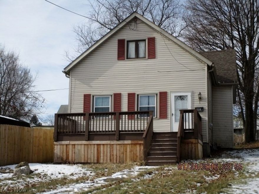 Nice 3 bedroom Cape Cod.  Large kitchen, 1st floor laundry.  Lots of updates to include vinyl siding, roof, deck and some windows.  Great starter or investment property.  Land contract available! Cheeper than rent. Call for details!