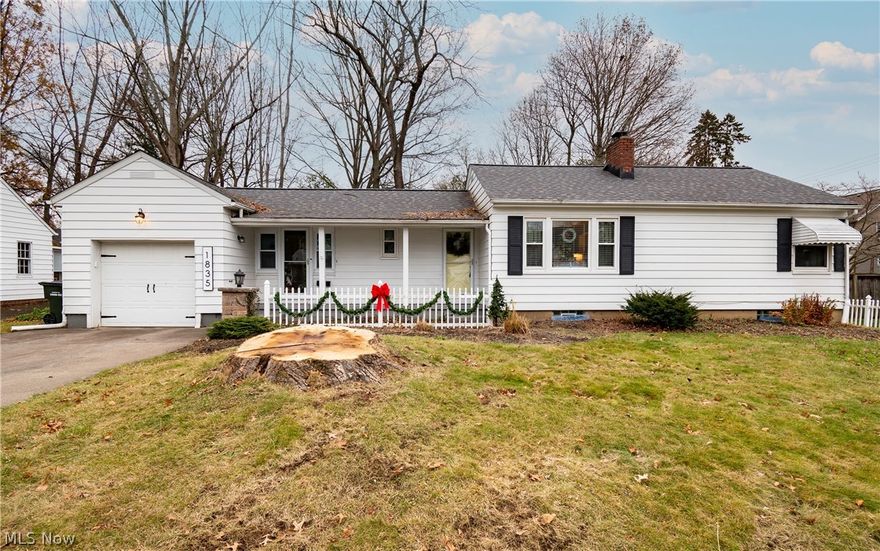 Welcome to 1835 12th St, a beautiful 2 bed/1 bath ranch in the heart of Cuyahoga Falls! Enter into the cozy living room with fireplace and continue into the dining room and extended kitchen. First floor abounding in natural light from the large windows throughout. Kitchen with light oak cabinets and an additional dining area where you can enjoy your breakfast or late night tea. The two bedrooms and updated bathroom round out the first floor. An enclosed porch connects the garage and rest of home and overlooks the stone patio. Large treelined backyard. New roof July 2020. Schedule your private viewing today!