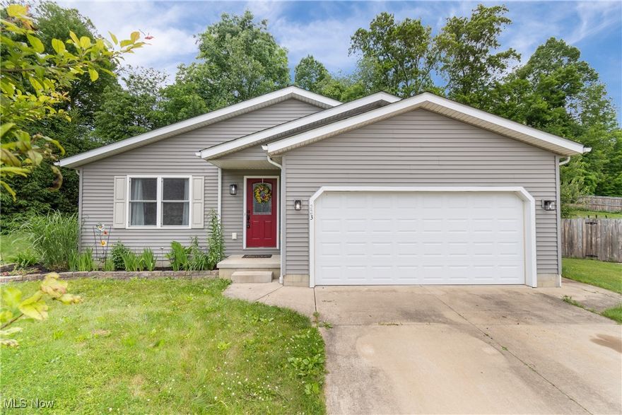 Enjoy the ease of one-floor living in this well-kept Ranch-style home in the heart of Rittman! Built in 2013, this home features an open and functional layout that's perfect for comfortable everyday living. Step into a bright and airy living room with vaulted ceilings that add a spacious feel. The kitchen is conveniently located just off the living area, perfect for entertaining. Down the hall, you'll find a full bathroom with laundry space, two bedrooms with recently updated carpet (2023/2025), and a spacious master suite with it's own private full bath. Step outside to enjoy a deck right off the kitchen, great for grilling or relaxing, and a fully fenced backyard that's ideal for kids, pets, or gardening. Schedule your showing today!