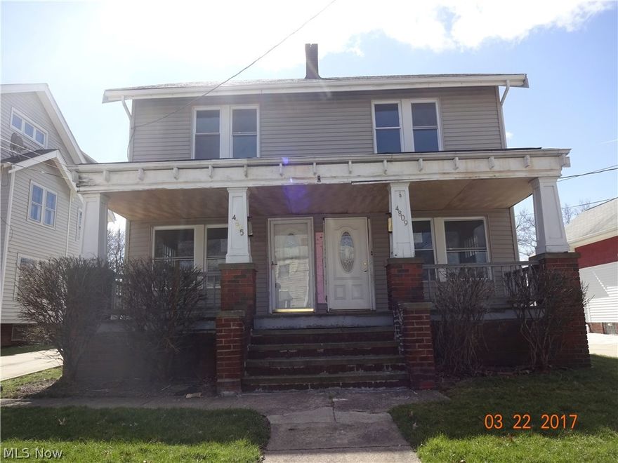 HUD Case #412-511491. HUD Properties Are Sold As Is, Without Any Guarantee Or Warranty By Seller. Buyer Is Advised To Perform Their Own Due Diligence. Buyer Is Responsible For All Utilities For Inspections/Appraisal. When Utilizing Any FHA Financing, All Owner-Occupied Bidders Are Eligible For HUD’s $100 Down Program. 

 

Check out this spacious Cleveland 2-family home! Each unit has 3 BR/1 BA, and separate basement areas. The newer garage is oversized. Live in one unit and let the other pay your mortgage. Won’t last at this price! Cash or rehab loans only, due to repairs needed. See Attached PLD & PCR For Details of repairs needed.