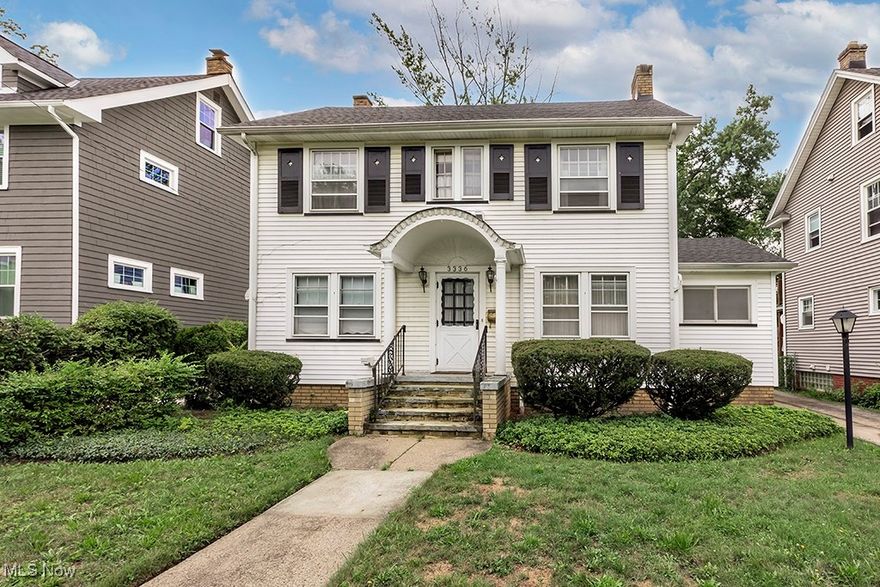 Opportunity knocks at 3336 Dellwood Road, a colonial home on one of the most desirable streets in Cleveland Heights. A home with "great bones", this charming residence features seamless hardwood flooring, and is ready to be refreshed! The main living area, complete with a cozy fireplace, is bathed in natural light from large windows, offering a perfect setting for relaxing with loved ones or entertaining guests. This space serves as an ideal backdrop to create lasting memories. Upstairs, you will find a spacious primary suite, ready to be customized by its new owner. The home primed to add an additional bathroom ensuite to the primary bedroom, which could make this a 2.5 bath. The yard features mature landscaping on a quiet lot. Buyer to assume point of sale items. A great location near Cedar Lee, Shaker Lakes, hospitals, museums, and restaurants.  This property has the potential to transform into a beautiful primary residence or a lucrative investment property. Schedule your showing today!