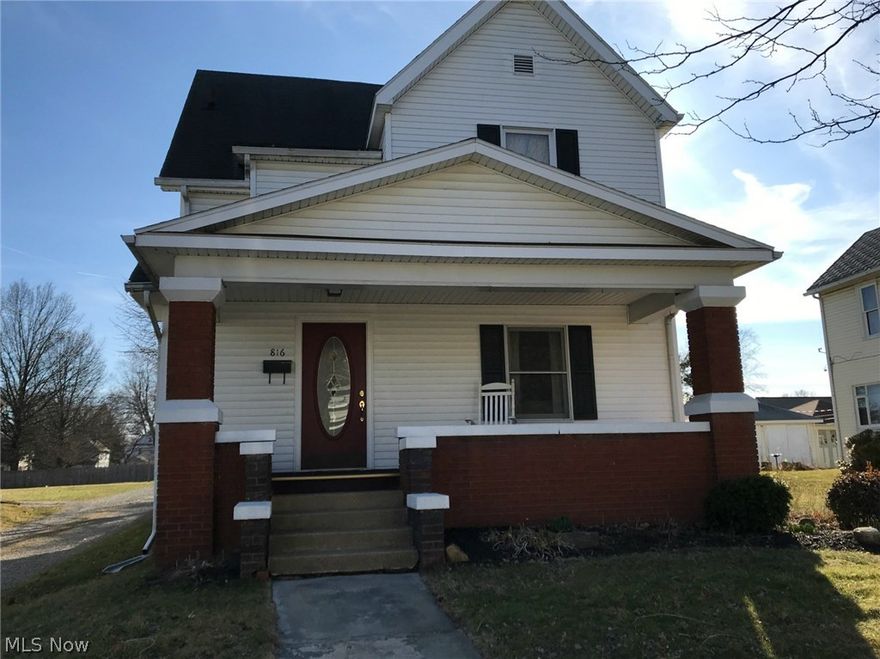 Don't miss this Wonderful Family Home with 2 parcels on North Walnut Street. You will enjoy the large covered Front Porch and New Rear Deck for summer outings. Entering the home through the updated Front Door takes you into a nice foyer to welcome guests. The natural original stairway adds character to this fine home. You will love the nice Open Concept Living, Dining and Kitchen Area for your entire family to enjoy. The Kitchen/Dining area is 13' x 23' with a large bar and stools, new vinyl flooring, beautiful wood blinds, a fully equipped kitchen with newer appliances and lots of cabinets. The first floor laundry and half bath right off the kitchen is super convenient. 3 nice Bedrooms on the second floor and a full bath complete this great home. The rear lawn is fenced with a nice paver sidewalk to the large Detached Garage. Special features include whole house vacuum system, updated electrical service entrance with generator hook up in 2006, water filter system and rented water soft