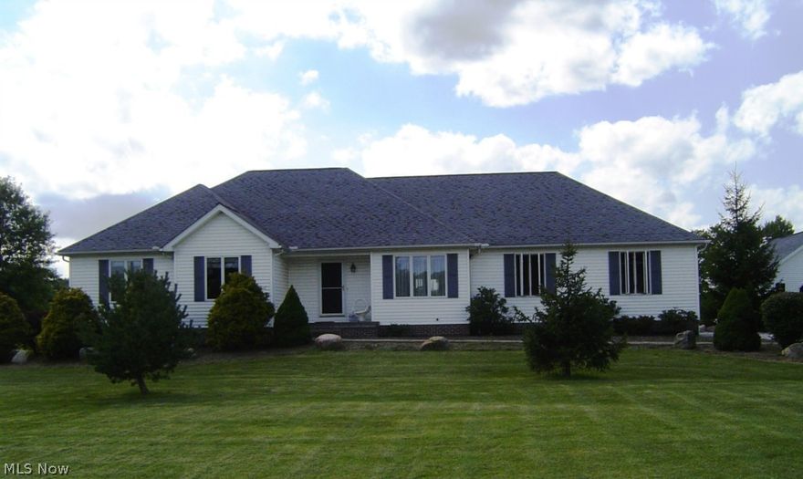 Well maintained Ranch featuring 3 bedrooms, 2 baths, formal dining room, living room with fireplace, eat-in kitchen, first floor laundry room, attached 2 car garage, full basement, deck and sits on 3.79 acres. Security system.