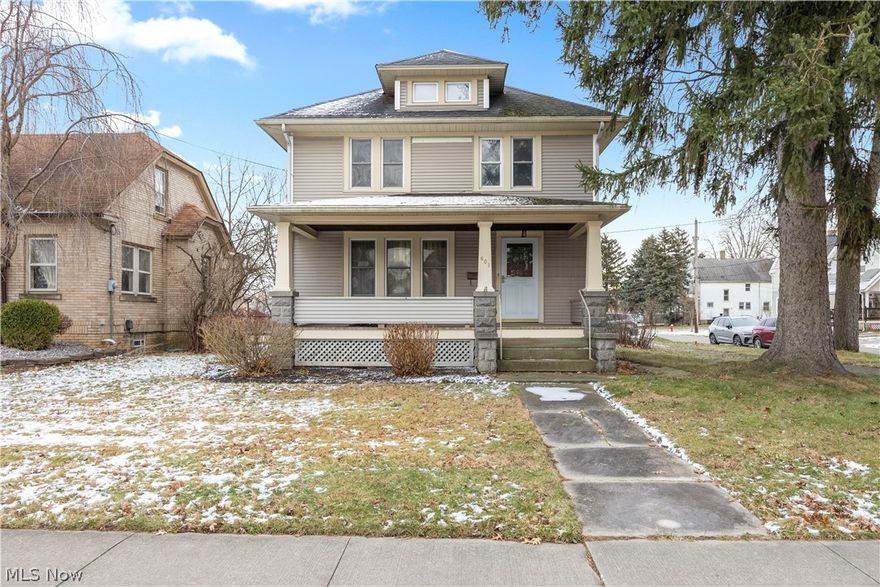 Welcome to 601 Woodland Avenue.  This three bedroom home has beautiful woodwork and is located on a corner lot near West Park in Elyria. The first floor features kitchen, dining room, and living room.  Second floor has three bedrooms, walk up attic, and full bathroom. The roof is approximately six years old, hot water tank approx three years old and all appliances will stay for your convenience.  The home has a partially finished basement with separate laundry and workshop area.  Outside you'll find a large front porch, rear deck for entertaining, and a detached 2 car garage.