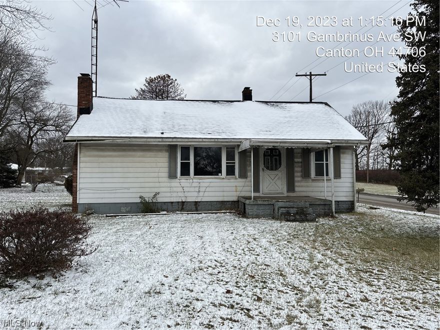 Cozy one bedroom, one bath bungalow with finished attic on a one corner acre lot. Detached two car garage with two story outbuilding and storage shed. Property is being sold "as is" and needs a lot of work!! Electrical panel, plumbing and furnace all need to be replaced. Septic system has been inspected by the County and one tank needs to be replaced. Estimate to replace has been received from a contractor.