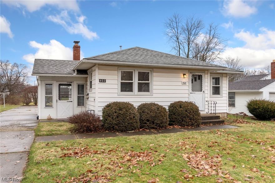 Whether you’re looking for a lovely home to call your own or an awesome investment property, 402 Keen Ave. is absolutely perfect! This 2-bedroom, 1-bathroom Ranch located on just shy of 1/4 of an acre has been beautifully updated. Enjoy the adorable curb appeal while taking a stroll on the walkway to the front door. Upon entering the front door, removing your coat, and hanging it in the coat closet, you are welcomed to a generous living room filled with natural light from the vinyl double-hung windows. To your left is the spacious kitchen with ample cabinet space, adequate countertop space, and the perfect area in the corner with views of the quiet street to add a charming banquette. From the front door and straight ahead is the open doorway to the two sizeable bedrooms, a storage closet with attic access, and an updated full bathroom with W/I shower. From the kitchen, you can access the large, open basement, housing a laundry area with an Amana washer and dryer and new furnace (2020). From the kitchen, you can also access the enclosed side porch with two doors—one leading to the front yard and one leading to the backyard where the oversized 2-car garage is located, which can be accessed through the side man door. Being just down the street from Freer Field, only less than 0.5 miles from Ashland University and Ashland High School, and within minutes of restaurants, UH hospital, and other amenities, this home is in an ideal location as your primary home or as an investment property! Don’t miss out; schedule your showing today!