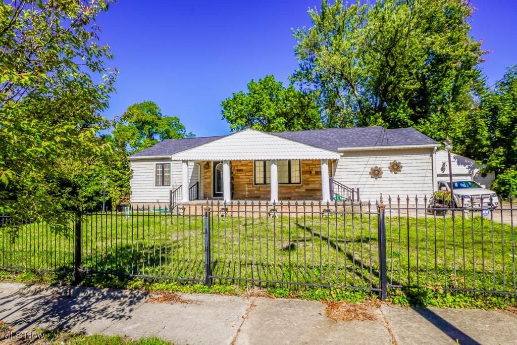 You’ll love this nicely updated ranch on a private fenced half acre in West Akron! A picture window fills the living room with natural light, highlighting the hardwood floor and gas fireplace. The dining room has new LVP flooring, a chair rail, and a mirrored accent wall, perfect for holiday meals. In the kitchen, updates include Lifeproof flooring, new cabinetry, stainless steel appliances, a farmhouse sink, and quartz countertops. A nearby den with a sliding door leads to the patio and spacious backyard.
Down the hall are three bedrooms, one with laundry hookups in the closet, along with a full bath featuring a walk in shower. The full basement provides a second laundry area with washer and dryer included, plus a convenient bathroom with a brand new shower install kit ready for installation. A two car detached garage and gated driveway add secure parking.
With a one year old furnace, newer A/C, hot water tank, and roof, plus a central location near the University of Akron and downtown amenities, this home is a must see. Call to see it today!