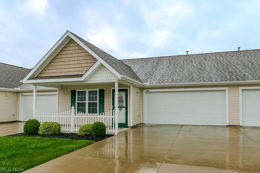 Welcome to Vanna Shore 2 bedroom/2 bathroom condo.. Open living room and eat-in kitchen. Master bedroom with large walk-in closet, full bath with shower. 2nd bedroom has double closets and leads out to the back yard patio with vinyl privacy fence.  Covered front porch, Concrete wide driveway with a 2 car attached garage.  Close to Lake Erie, Geneva on The Lake, Restaurants, and shopping.