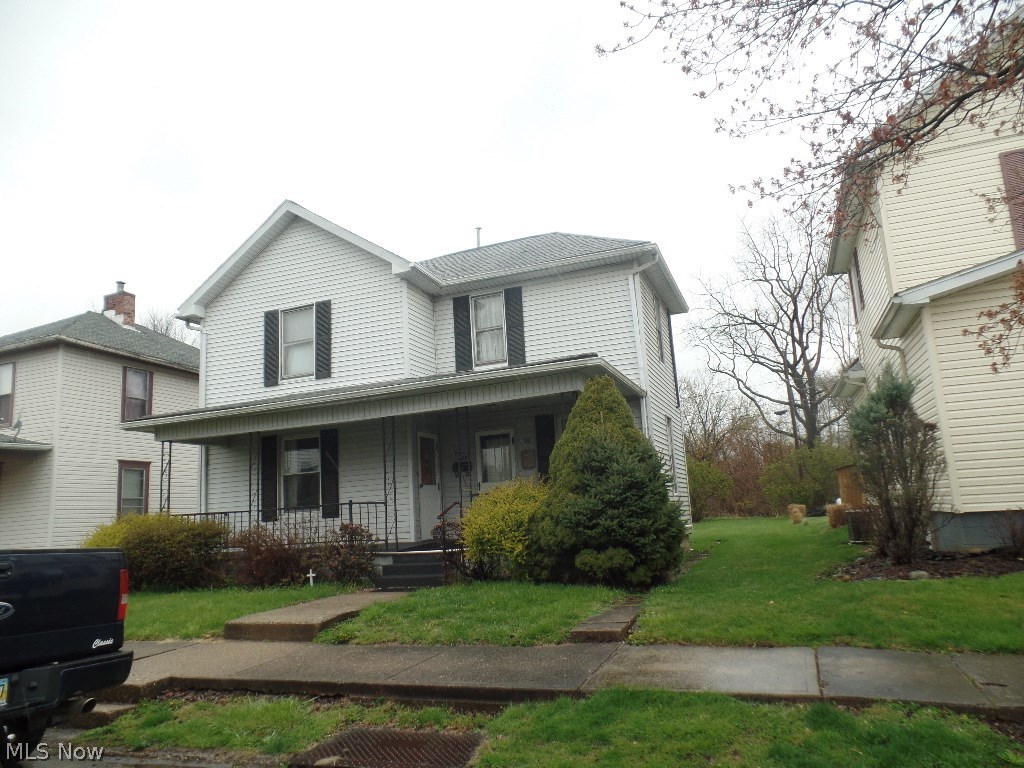 Quiet south-side location near south-side park, schools, & churches. Home has Newer vinyl siding & gas furnance & update electric box. Large backyard with off street parking. Quiet front porch. First floor bedroom w/decorative fireplace and half bath makes nice master bedroom or cozy first floor family room. Full basement with high ceilings & laundry center. The family is selling the home to settle an estate, seller has not lived in the home.