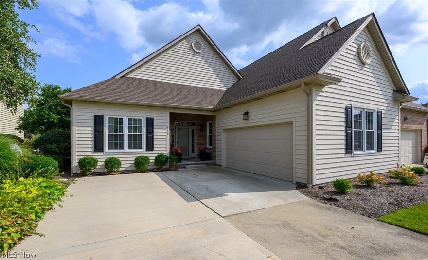 If you're looking for move-in ready, this should be your next home! Beautifully updated ranch condo in Glenmoor Hamlets offering 2018 sqft, 2 BRs, 2 BAs, study, 2 car garage & many updates. The kitchen was fully remodeled in 2018 with gorgeous white cabinets, quartz & leather granite countertops, eat-in area &  breakfast bar. The open great room has a wall mounted tv over the fireplace. Separate dining room & study with French doors. The primary bedroom has a vaulted ceiling, large walk-in closet & beautiful updated full bath with huge tiled shower. Convenient first floor laundry room is off the garage. New hardwood floors. Private patio surrounded by mature landscaping. The full unfinished basement is perfect for storage or finishing to meet your needs. Windows have been replaced in the past few years; roof 2021; exterior painted in 2022.