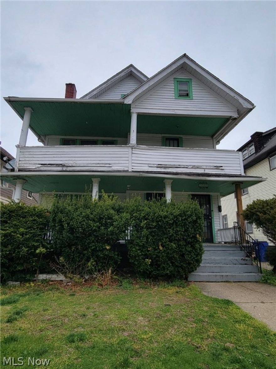 Looking for a new project? Ready to rehab a delightful property with plenty of possibilities? You've just found it. With 13 rooms, 5 bedrooms and 3 bathrooms spread over 2.5 stories, just imagine what such a property could offer your portfolio. This Cleveland colonial will be sold AS-IS; the 2nd-floor unit is already vacant so you can begin repairing the upstairs porch, including the missing stability column as early as closing. The 1st-floor unit has already been given notice. Previous lease documents and maintenance records available on request. Conveniently located off Eddy Road, you'll want to get in to see this one as soon.