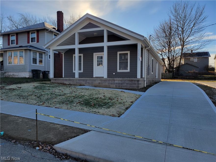 Newly constructed!!   This 3 bedroom, 2 full bath  house is located in the Ellet neighborhood of southeast Akron.  Be the first to move into this beautiful home that boast an off the charts energy efficiency rating 70% more energy efficient than the average house results in lower utility bills. The 1,362 square foot ranch style home has an open floor plan with cathedral ceilings and is loaded with all the modern features of a new home.  Luxury Vinyl Plank flooring throughout with the exception of the bedrooms which are carpeted.  The master bedroom has a large walk-in closet, walk in shower that is beautifully tiled, and a marble vanity.. Each room is equipped with wired cable and internet connections. All appliances, Furnace, Air Conditioning, and furnace have the original manufacturer’s warranty on them as everything purchased for this property.  This gorgeous home is a must see!  Possible owner financing.  Key in lockbox.