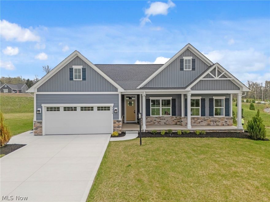 Why wait to have a home built when you can buy this for less than what it cost to build it?  This new construction home is ready for you!  The open floor plan is perfect for entertaining family and friends.  The spacious living room offers plenty of windows to enjoy the view out back and has coffered ceilings.  The open kitchen has a large island with seating, farmhouse sink, stainless appliances, Quartz countertops and pantry.  Sit at a dining room table to enjoy a meal or play games.  You won't be disappointed with the size of the owner's suite featuring two walk-in closets, bathroom with double vanity with a large double headed shower with a bench seat.  The split floor plan gives you the privacy you need with the other two bedrooms and another full bath on the other side of the home near the kitchen.  First floor laundry is just off of the owner's suite and comes with a washer and dryer.  Coming in from the fully insulated two car garage there is a welcome center for your shoes, coats, book bags, etc.  The basement is unfinished but is plumbed for a bath if you wish to add one.  Bring your own ideas and finish it to your liking.  The back deck has an entrance from the owner's suite and dining room. Call today to schedule your private showing!