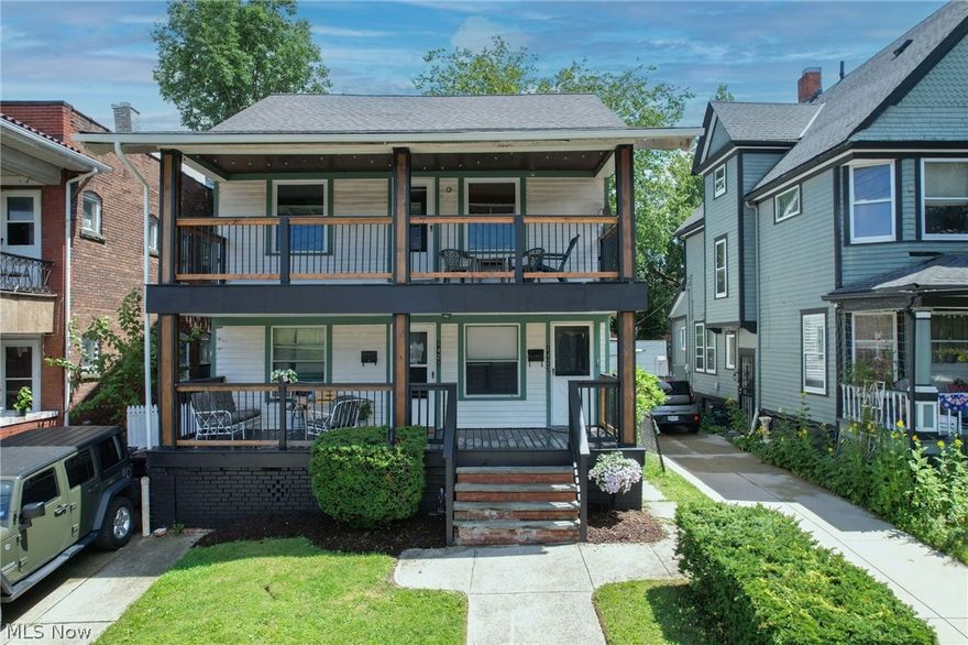 Discover this well maintained duplex in the Edgewater area on the Westside of Cleveland, perfect for investors or owner-occupants. Ideal location with easy access to Downtown Cleveland, the Shoreway, and all major highways. Each unit offers 2 bedrooms and 1 full bathroom with spacious living areas. Both updated kitchens feature white shaker cabinets and newer stainless steel appliances. This property offers one paved parking spot, private front entrances to each unit, a fenced in back yard, and large porches. The upstairs unit includes new windows for added comfort and the option of possibly extending to the 3rd floor attic space. Investors can benefit from rental income, while owner-occupants can offset expenses. Don't miss this prime Edgewater property—schedule a viewing today!