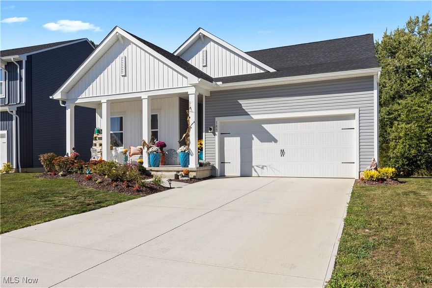 Welcome home to this NEWLY BUILT RANCH style home that blends comfort, style, and functionality for easy modern living. This home was completed in 6/2024 and this popular model can not be newly constructed for this price. No need to wait for construction and it's hassles.  Plus, there is a TRANSFERRABLE Warranty included for that extra comforting peace of mind. The home has a wonderful welcoming front porch area. Step inside and experience the expansive great room filled with natural light featuring cathedral ceilings for an airy feel. The cozy fireplace creates a welcoming gathering spot for entertaining and relaxing. The open floor plan seamlessly connects the living, dining, and kitchen areas making it ideal for both daily living and hosting guests. Gourmet kitchen is beautifully equipped for every chef and includes a spacious center island for casual meals or conversation. Sleek recessed lighting and an oversized pantry make storage and organization effortless, all while adding a touch of sophistication to your home's heart. The flexible 4-bedroom layout easily accommodates families, guests, or a home office. Both full bathrooms are designed for comfort and practicality, featuring quality finishes and generous storage. Additional oversized closets throughout the home provide convenient organization and keep every space neat. Step outside to enjoy a charming front porch, perfect for morning coffee, and a back deck ideal for summer cookouts or relaxing at the end of the day. The spacious 2 car attached garage adds convenience and offers plenty of room for vehicles and storage. The full basement is ready for your finishing touches. This wonderful location further complements the home. Situated in a friendly neighborhood, close to parks, schools, dining, shopping provides the perfect balance of quiet living and community connection. Schedule your private tour today!