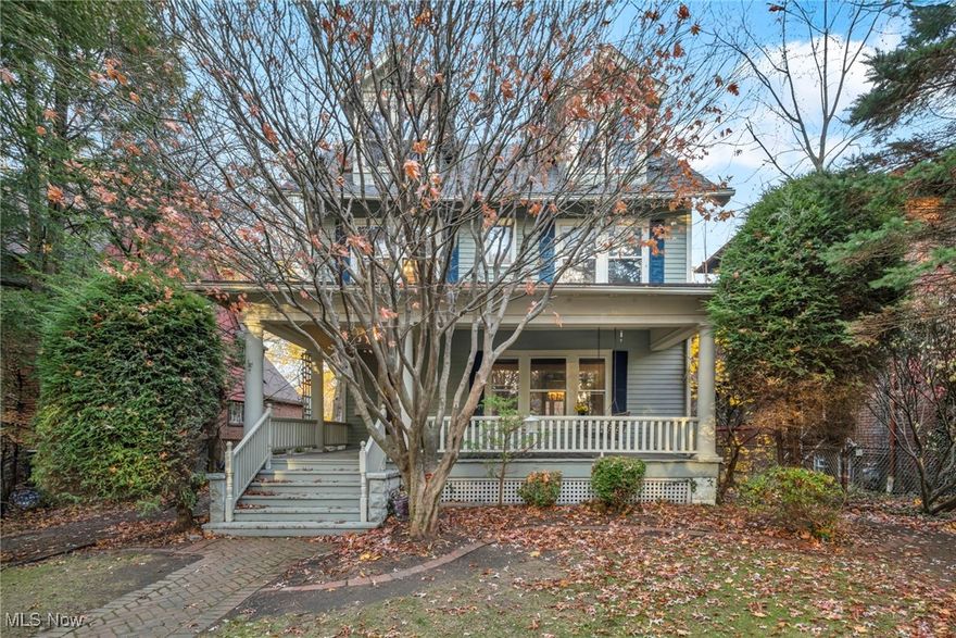 Welcome to 113 North Highland Avenue — an Highland Square classic! - well-maintained and lovingly cared for by long-time owners. Surrounded by mature landscaping, this home invites you in with a massive front porch — perfect for sipping your morning coffee, reading the paper, or relaxing on the porch swing while enjoying the fresh air.  Inside, you’ll find an abundance of generously sized rooms, original trim, and beautiful natural hardwood floors. While much of the home awaits your personal touch and modern updates, it has been meticulously cared for and retains incredible character and craftsmanship - pull back the carpets to see the original wood floors beneath! Large windows throughout the home fill each room with natural light, showcasing its timeless beauty. The first floor includes a full bathroom with walk in shower, living room, dining room, kitchen and a beautiful four seasons sunroom, surrounded by windows and lush greenery providing a peaceful retreat.  On the second floor there are three bedrooms plus a bonus room that feature built-ins for added storage and style, and the second floor full bathroom includes a classic claw foot tub that nods to the home’s historic roots.  Don’t forget to check out the SECOND sunroom encased in windows for another cozy and wonderful retreat option - grab your tea and a book!  The expansive third-floor bedroom spans half of the house, offering endless possibilities as a guest suite, playroom, home office, studio, or recreation space. Additionally, the third floor attic space next to the bedroom needs no ladder entry which makes for awkward storage - just walk right in!  Plenty of space and high ceilings for storing your items.  Finally, step outside to the shady backyard with its beautiful tiered deck — perfect for outdoor entertaining, quiet evenings, or simply enjoying the surrounding nature.  This home is rich in original detail, warmth, and potential — a true gem ready for its next chapter!