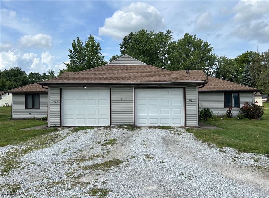 Rare find in Lake Township and North Canton City Schools. This is a ranch style duplex separated by garages. Each side is approximately 1,050 +/- sq ft with 2 bedrooms, 1.5 bathrooms and laundry. Nice backyard. Awesome location. Very conservative rents with month to month tenancy. Being sold as is.