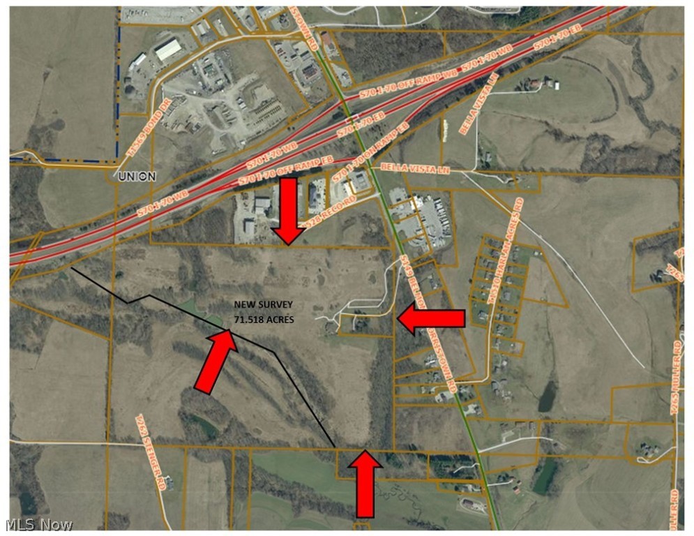 73 ACRES - NO ZONING. The property is located off Interstate 70 Exit #208. All utilities are available. No zoning laws or restrictions. NO OIL AND GAS RIGHTS WILL CONVEY WHICH ARE PRESENTLY LEASED TO EQT VIA A NO SURFACE RIGHTS LEASE. EQT HAS NO RIGHTS TO THE SURFACE. Parcel 39-00024.000 includes an occupied residential home that will be vacated at closing.