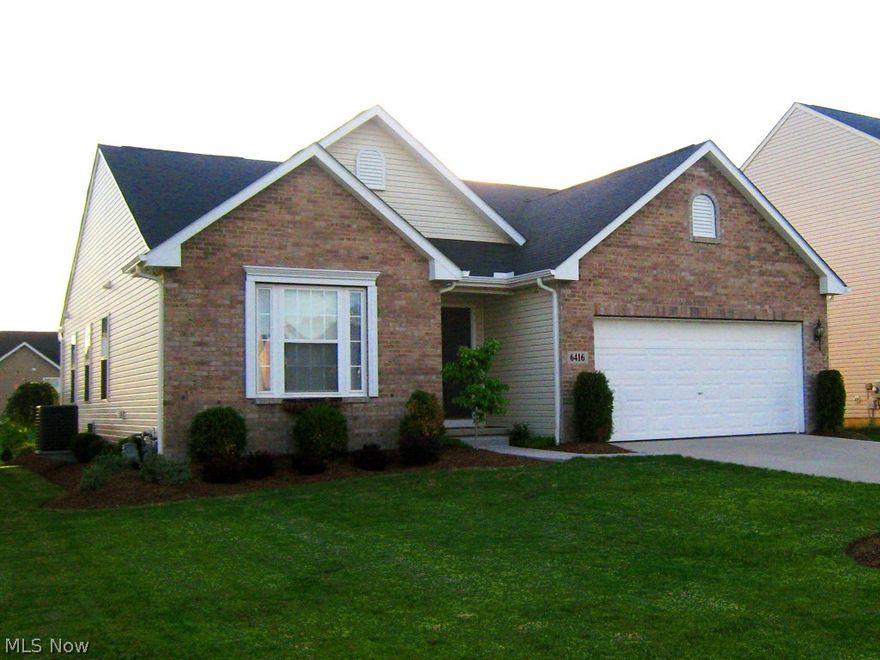 3 bedroom brick front Ranch home in Cobblestone, offers an open floor plan and vaulted ceiling.  A large cheerful kitchen with all appliances features a dining area that opens to the backyard, complete with lovely paver patio.  Master bedroom with private bath and two additional bedrooms, first floor laundry room.  Basement framed and materials to finish, including a bath, are in place, ready for you to complete.